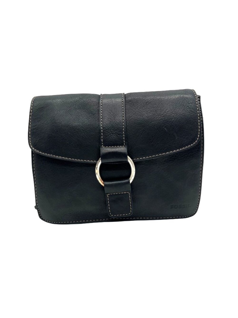 Fossil Black Leather Crossbody Bag